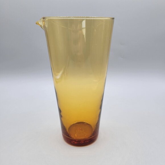 Amber Gradient Glass Cocktail Pitcher With Glass Stirrer Mid Century - Picture 3 of 10